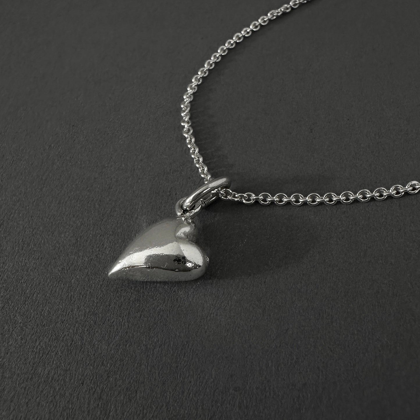Sterling Silver Heart Pendant Necklace Hand Carved