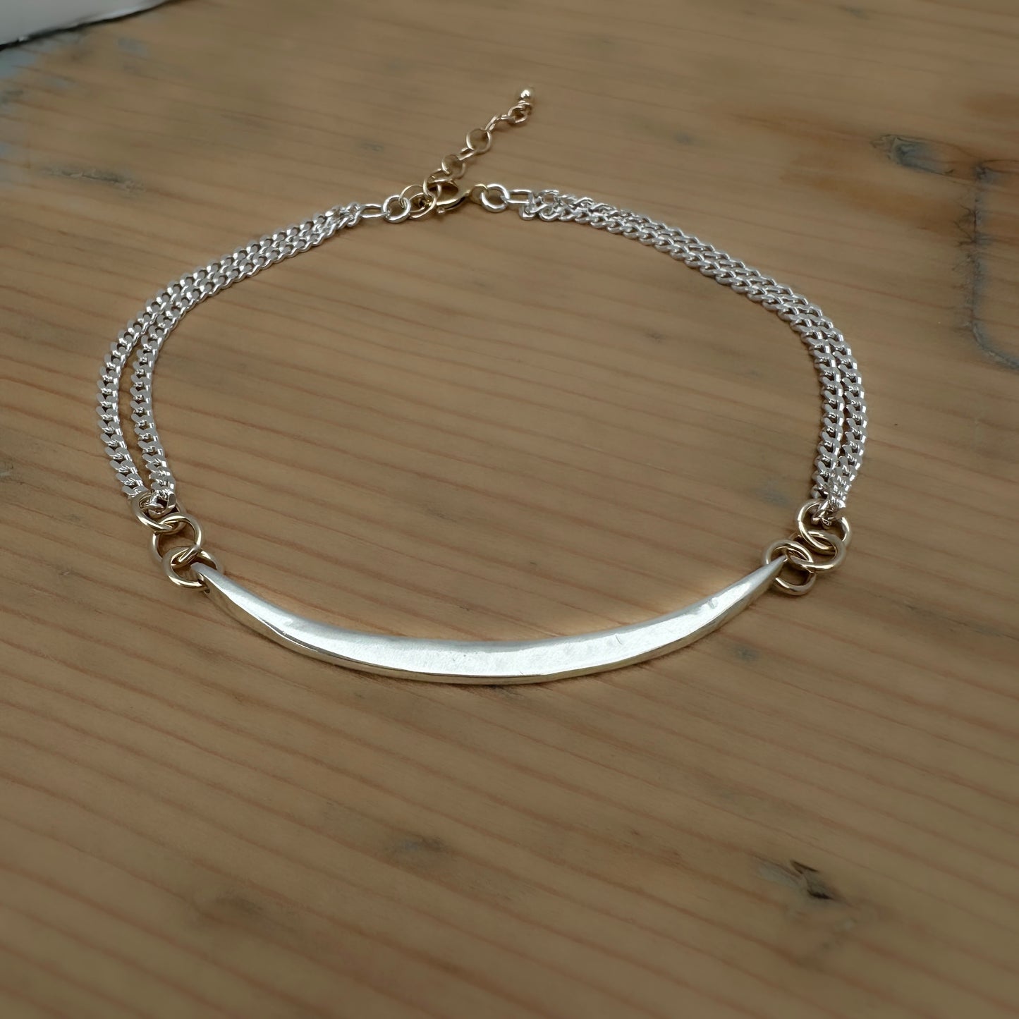 Mixed Metal Sterling Silver  & 14k Gold Filled Chain Bracelet
