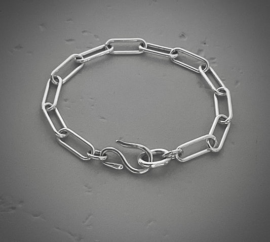 Sterling Silver Paperclip Chain Infinity Bracelet 6mm