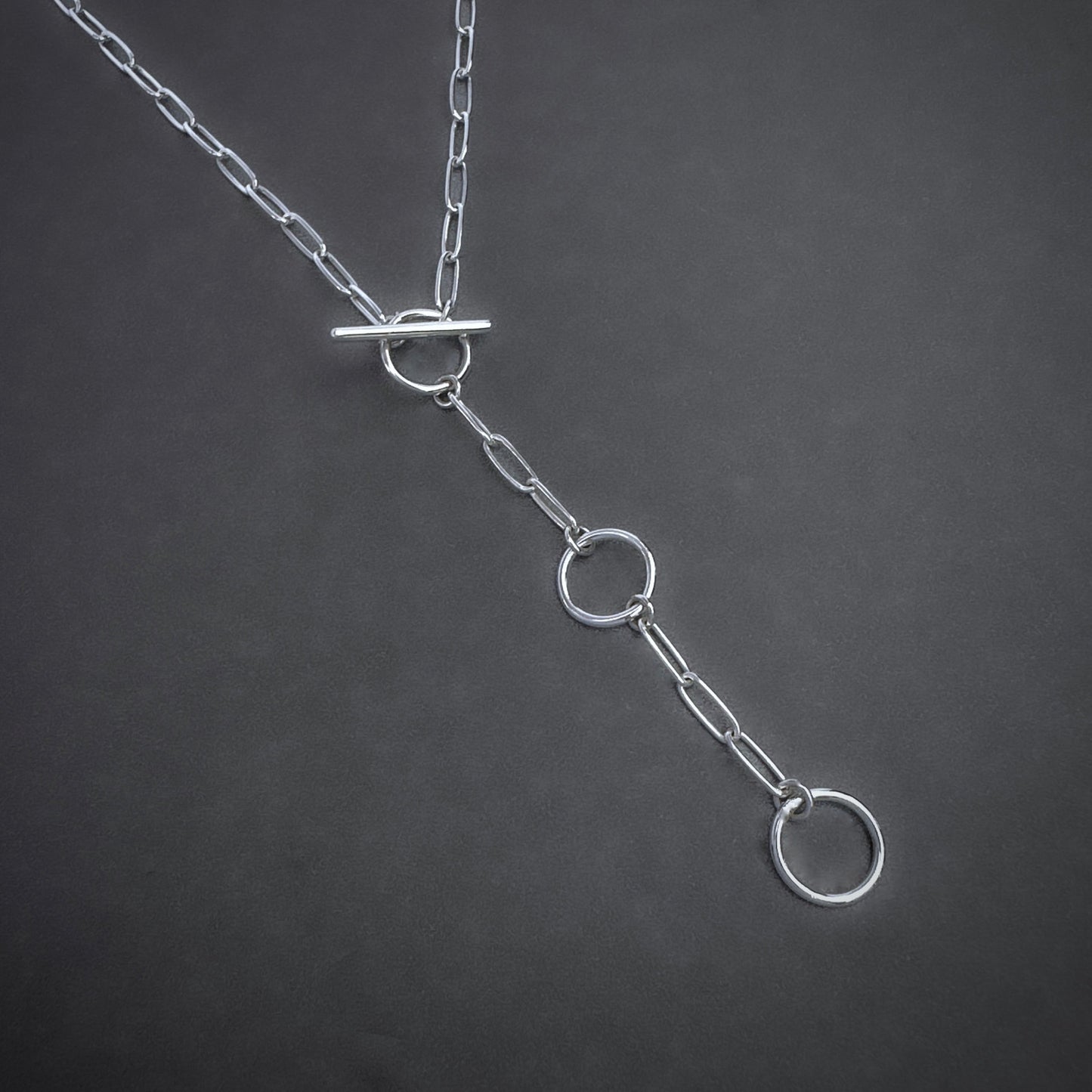 Paperclip Chain Toggle Lariat Necklace in Sterling Silver, 3mm