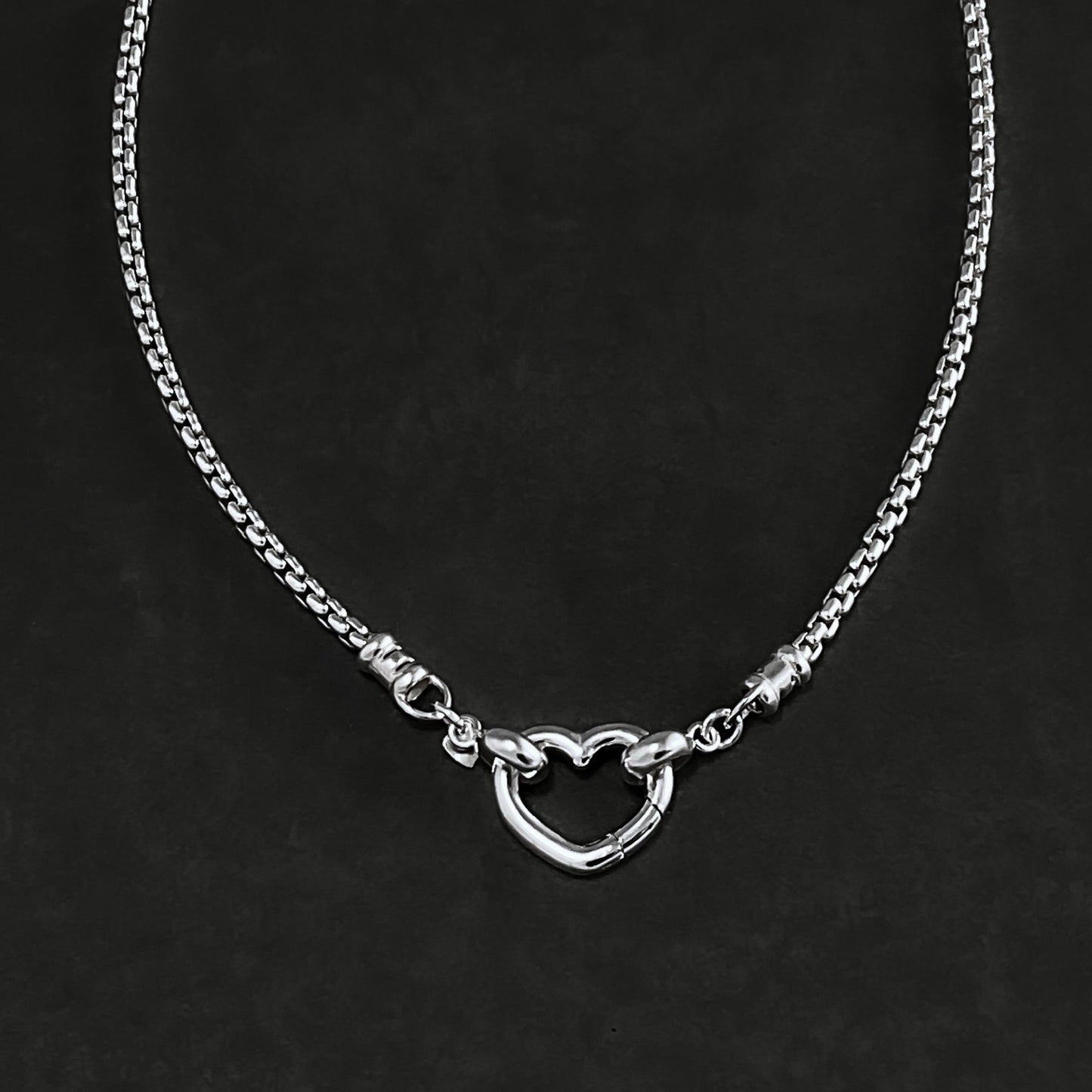 Big Heart Connector Necklace in Sterling Silver, 2.5mm