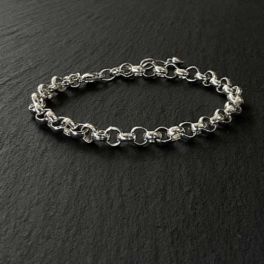 Chunky Rolo Chain Bracelet in Sterling Silver, 6.3mm