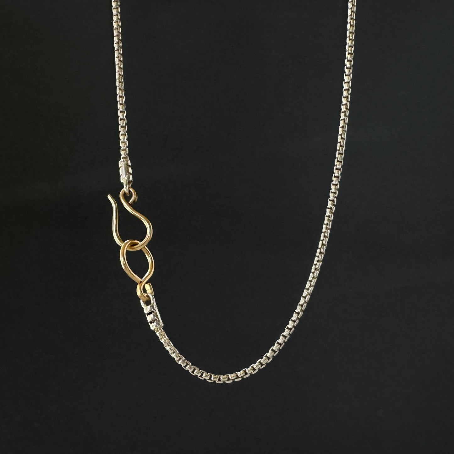 Mixed Metal Sterling Silver Box Chain Necklace | 14K Gold Fill Hook Clasp