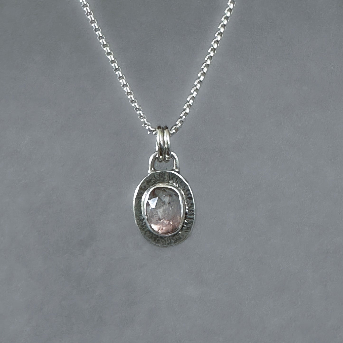 Pink Tourmaline Pendant Necklace in Sterling Silver