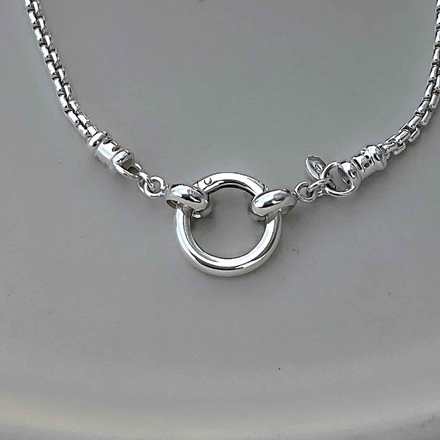 Pendant Clip Rounded Box Chain Necklace in Sterling Silver, 2.5mm