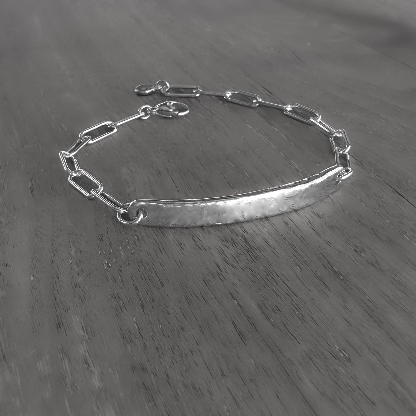 Organic Heavy Bar Paperclip Bracelet in Sterling Silver, 4.3mm