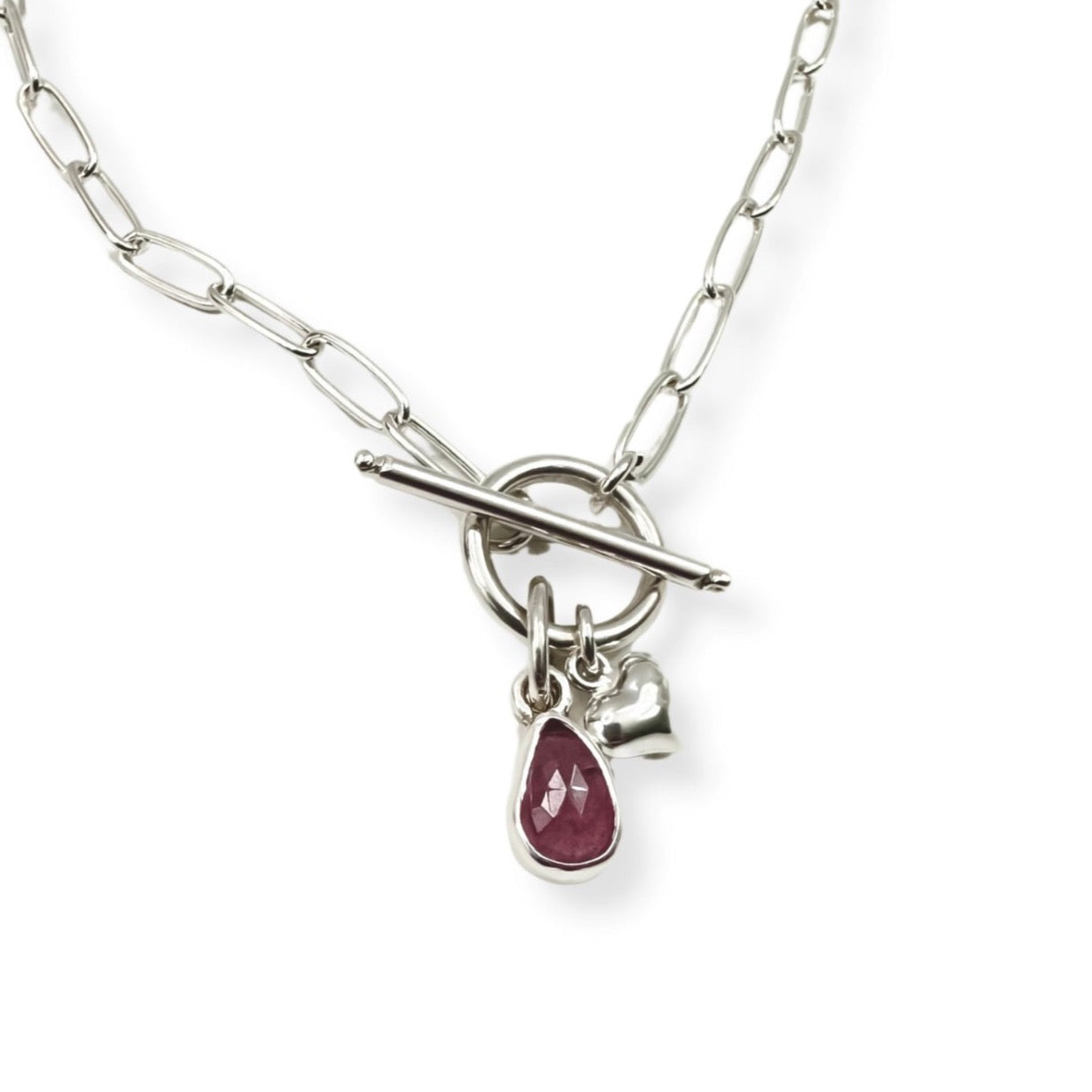 Pink Tourmaline Pendant Necklace in Sterling Silver