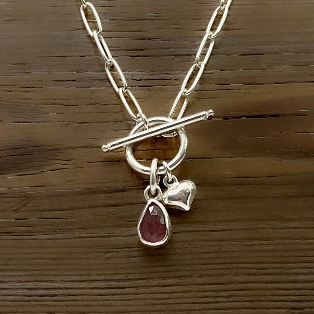 Pink Tourmaline Pendant Necklace in Sterling Silver