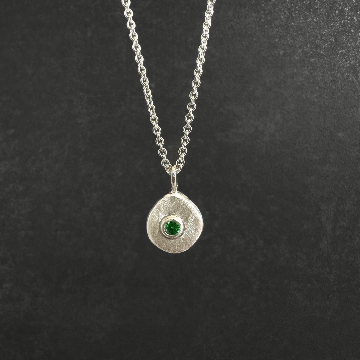 Sterling Silver May Birthstone Pendant Necklace Emerald cz