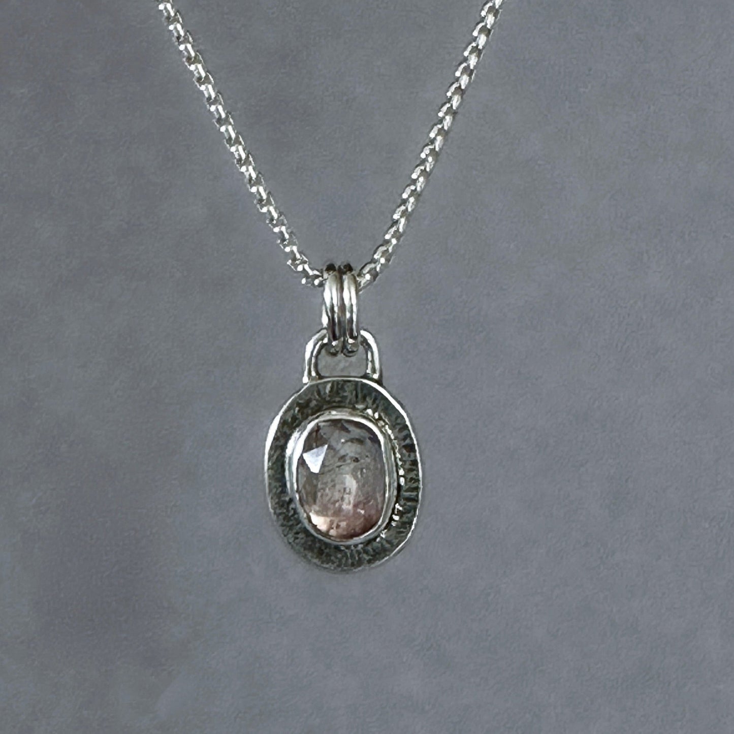 Pink Tourmaline Pendant Necklace in Sterling Silver