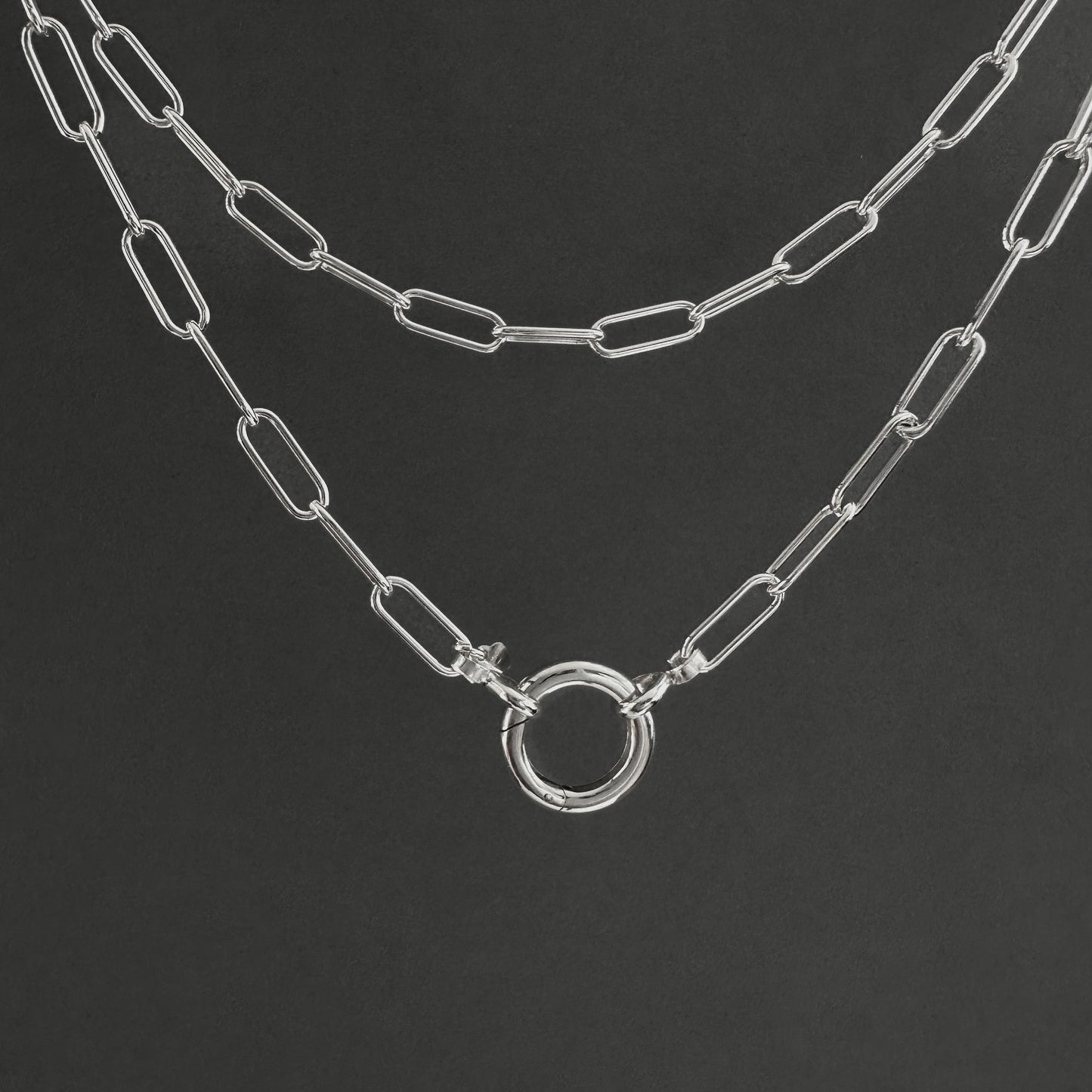 Pendant Clip Paperclip Chain Necklace in Sterling Silver, 4.3mm