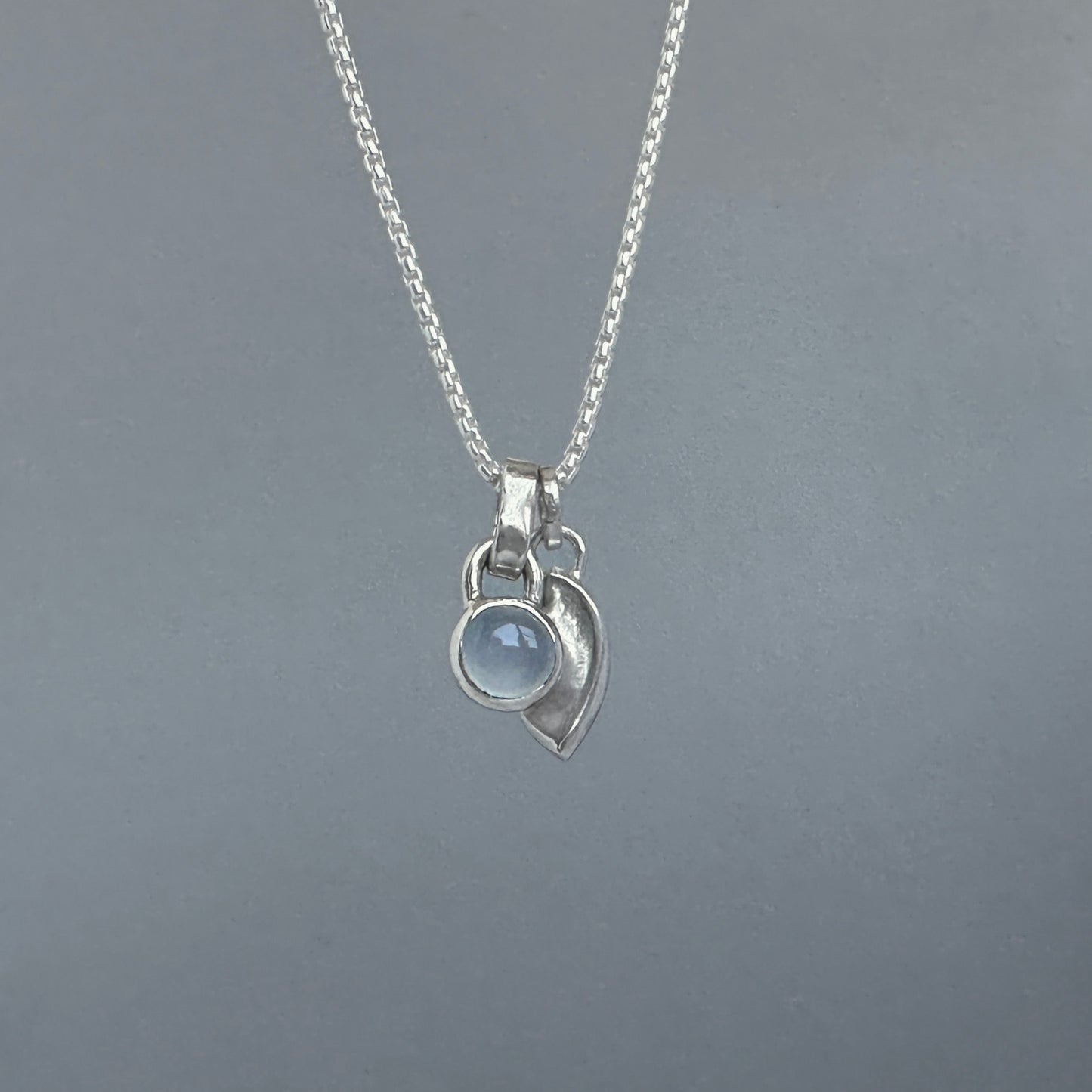 Sterling Silver Blue Chalcedony Pendant Necklace