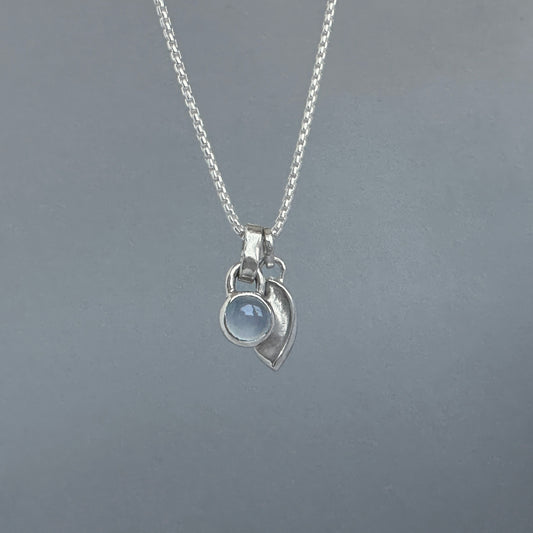 Sterling Silver Blue Chalcedony Pendant Necklace