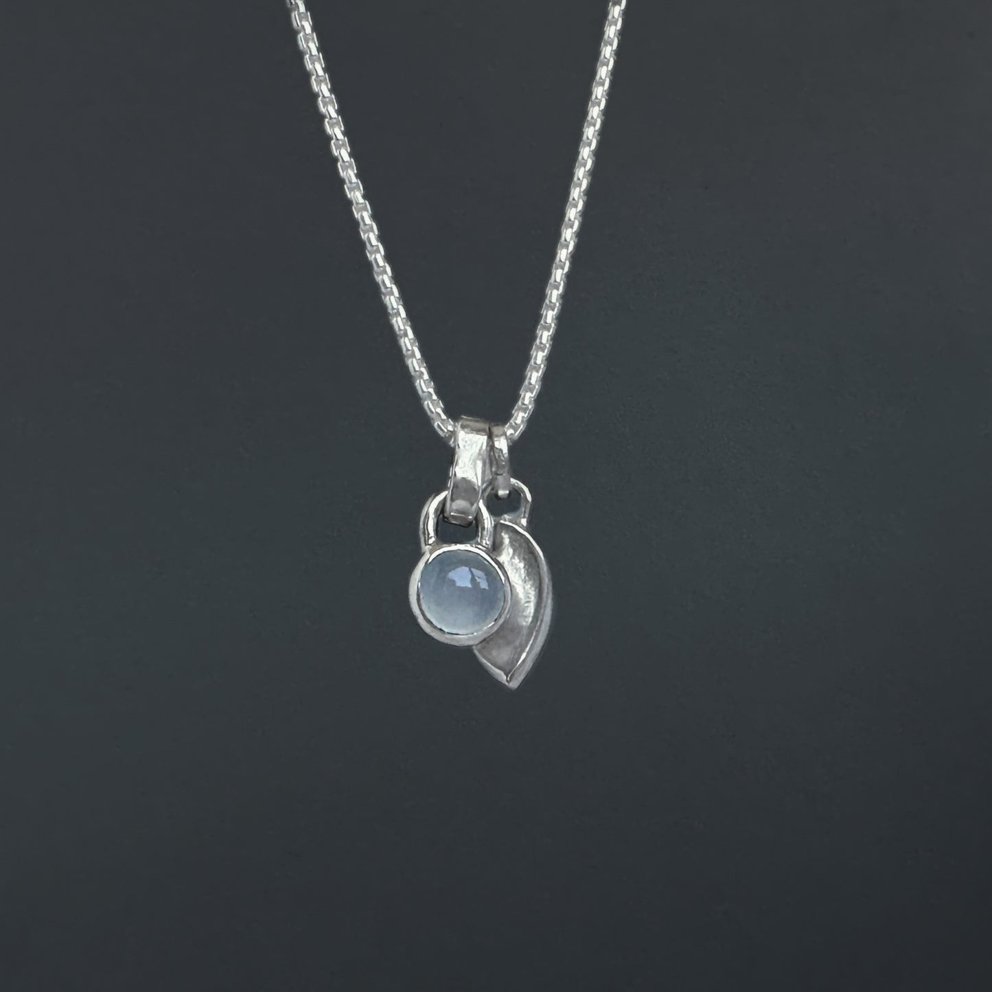 Sterling Silver Blue Chalcedony Pendant Necklace
