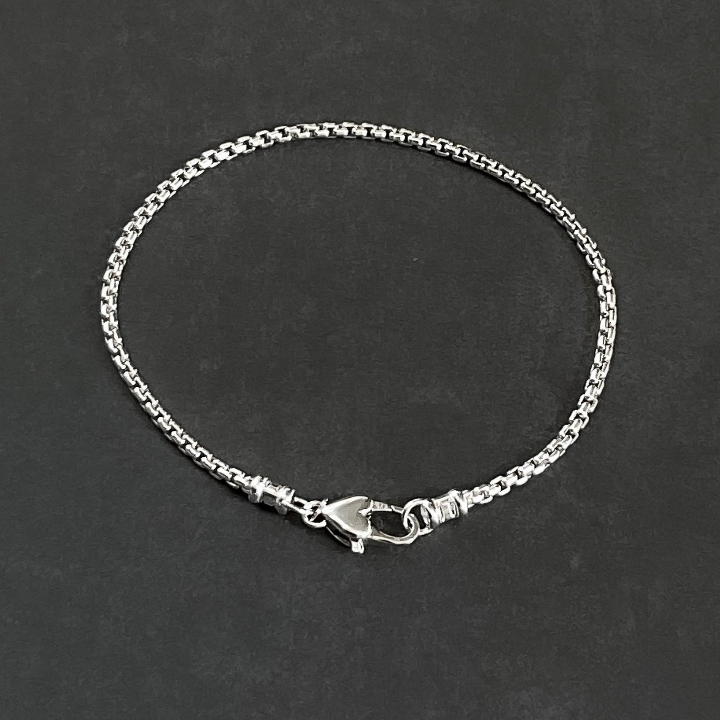 Sterling Silver Sweet Heart Box Chain Bracelet, 2.5mm