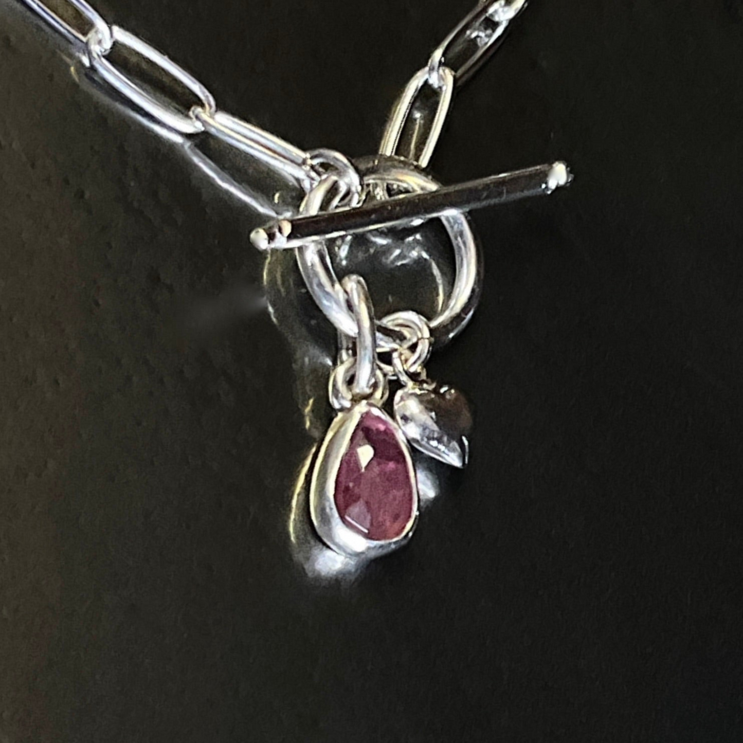 Pink Tourmaline Pendant Necklace in Sterling Silver