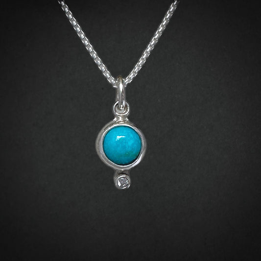 Turquoise and Topaz Pendant Necklace in Sterling Silver