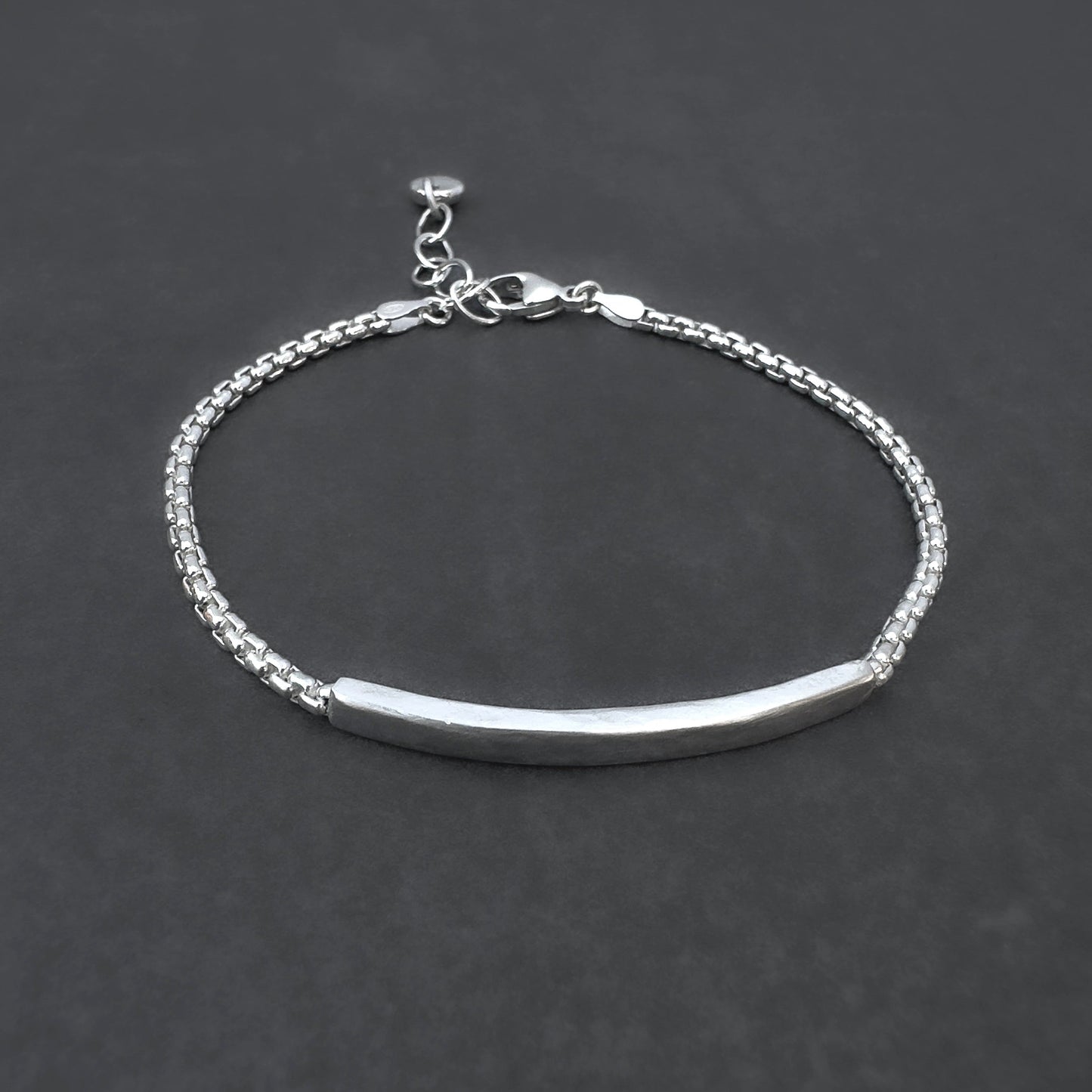 Sterling Silver Bar Bracelet Box Chain, 2.5mm