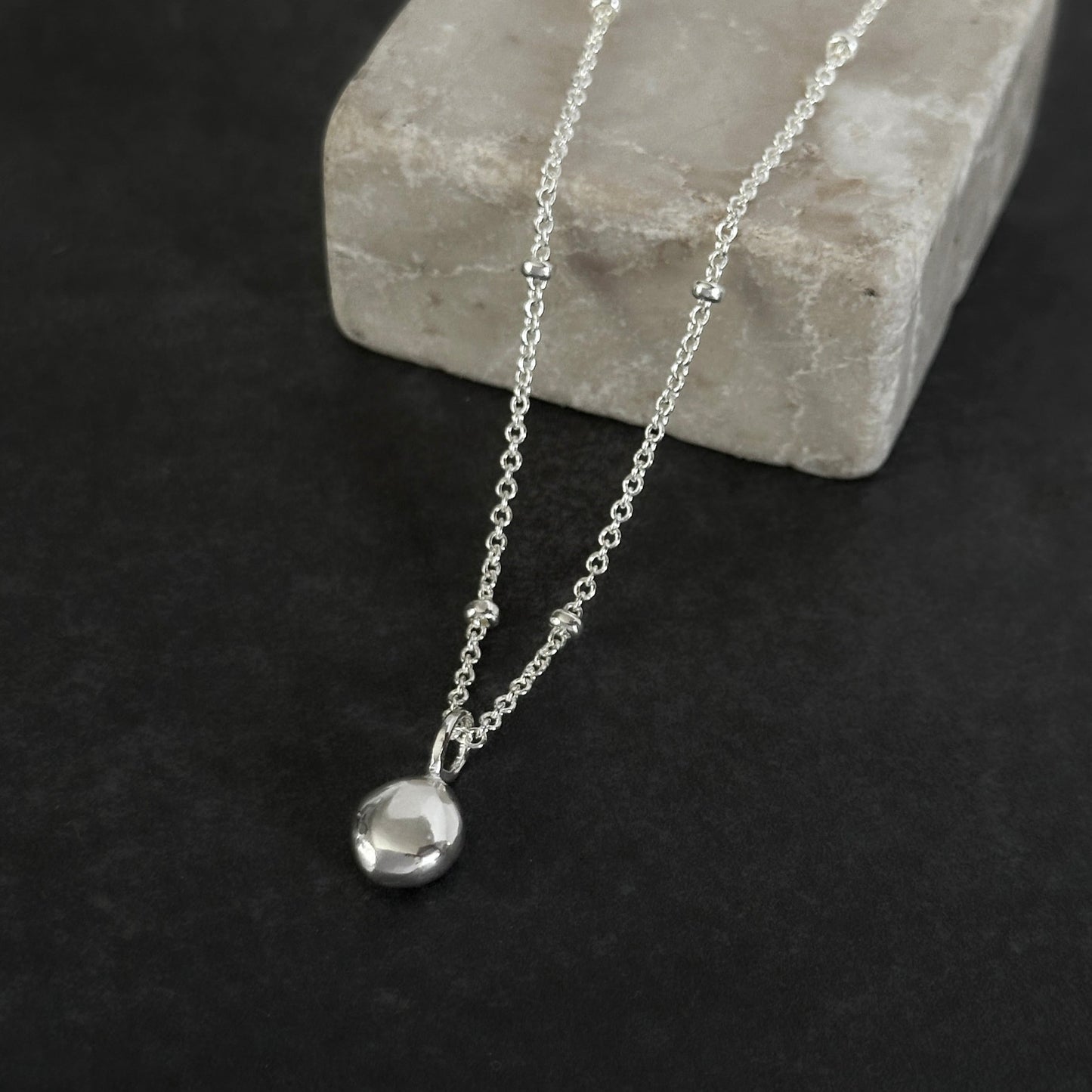 Sterling Silver Nugget Pendant Necklace, 1.5mm