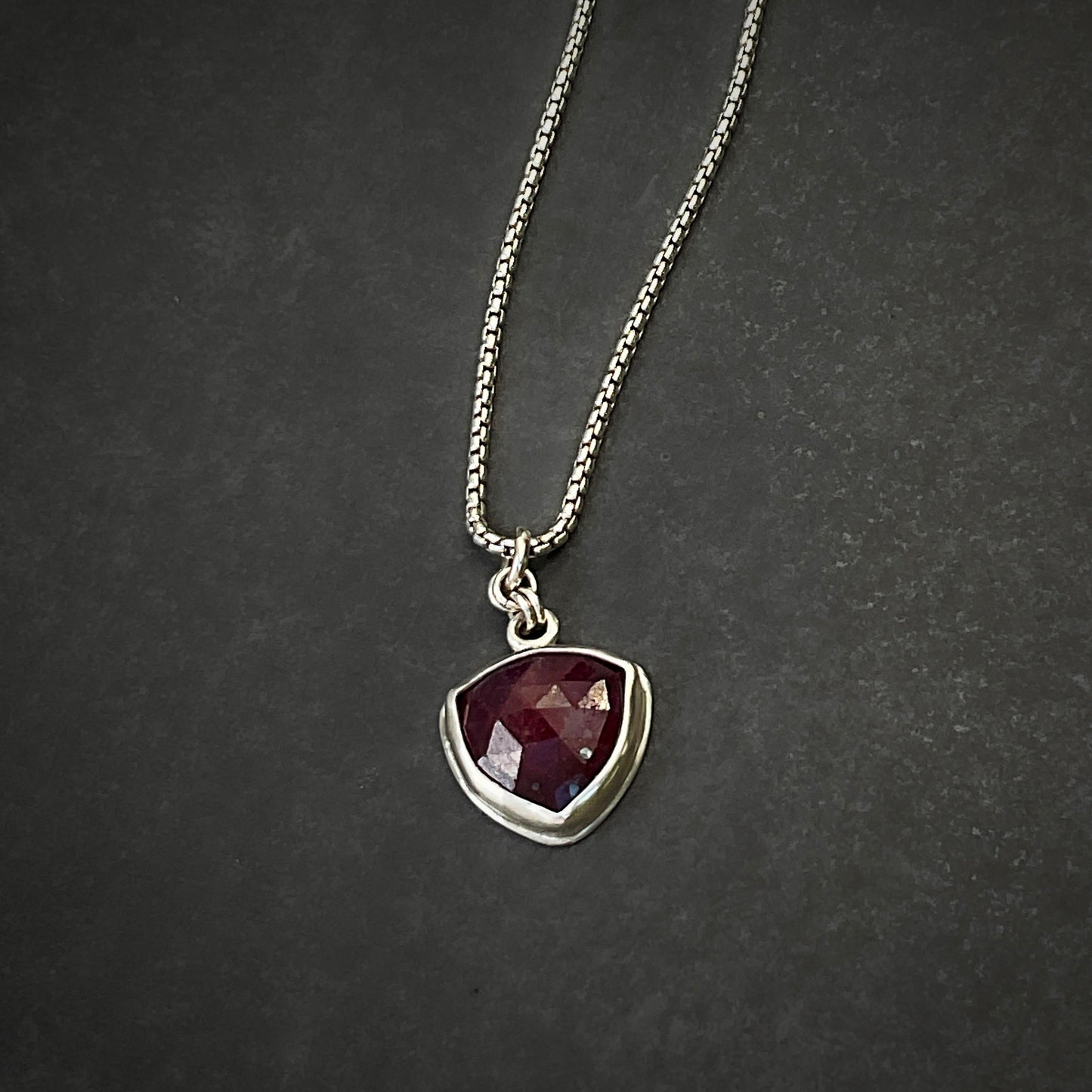 Ruby Sapphire Pendant Necklace in Sterling Silver, 1.8mm