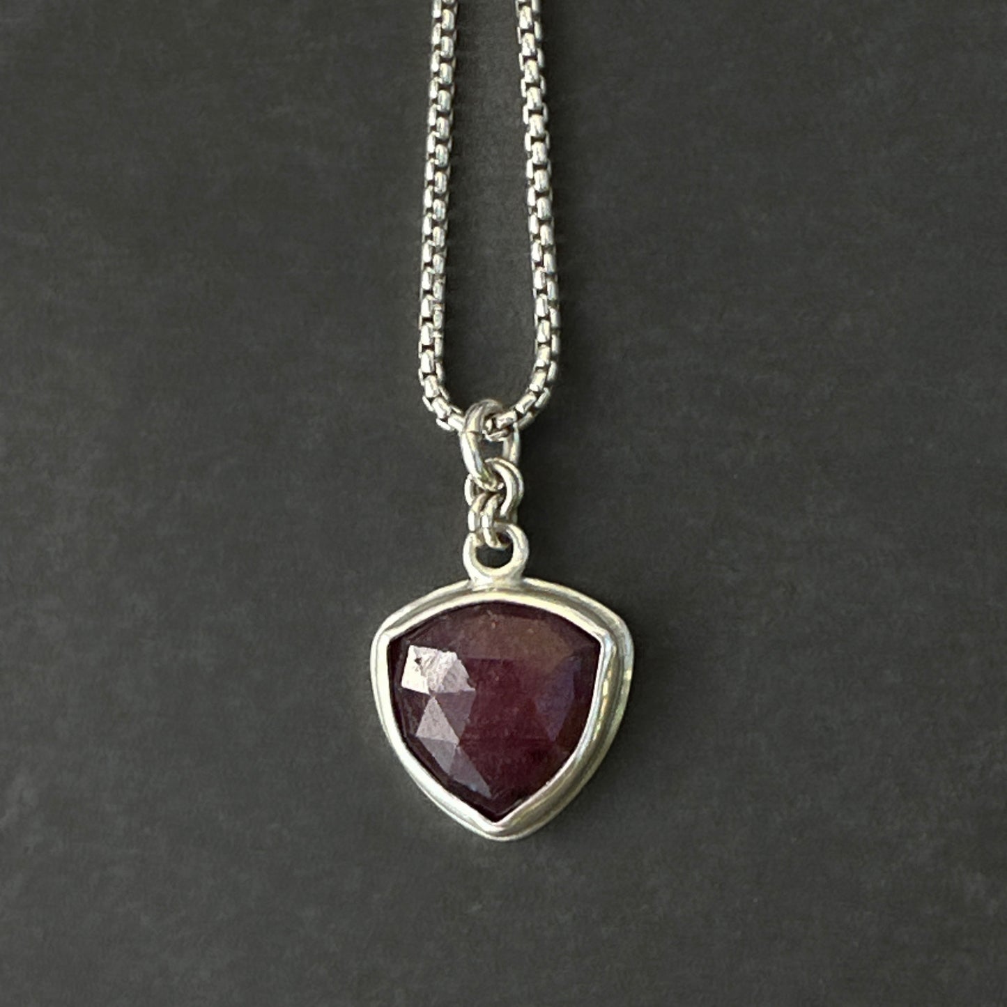 Ruby Sapphire Pendant Necklace in Sterling Silver, 1.8mm