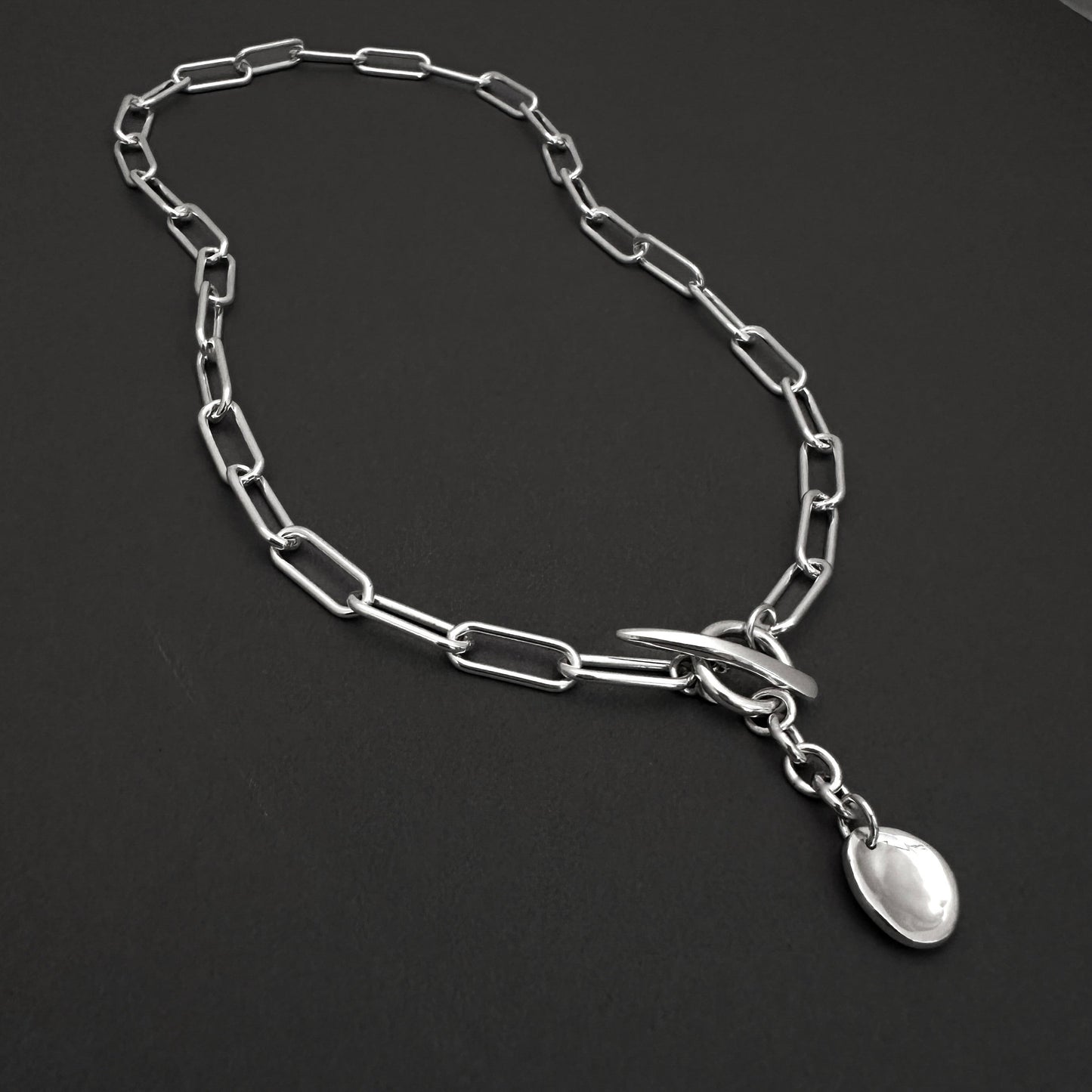 Sterling Silver Medallion Toggle Necklace