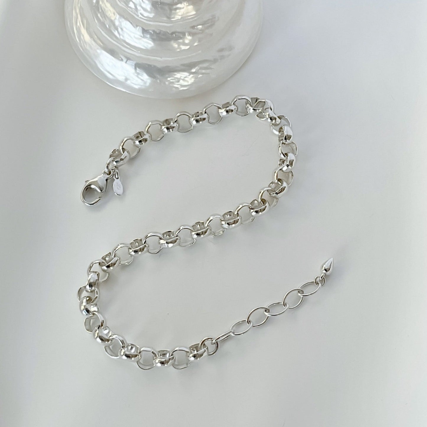 Chunky Rolo Chain Bracelet in Sterling Silver, 6.3mm