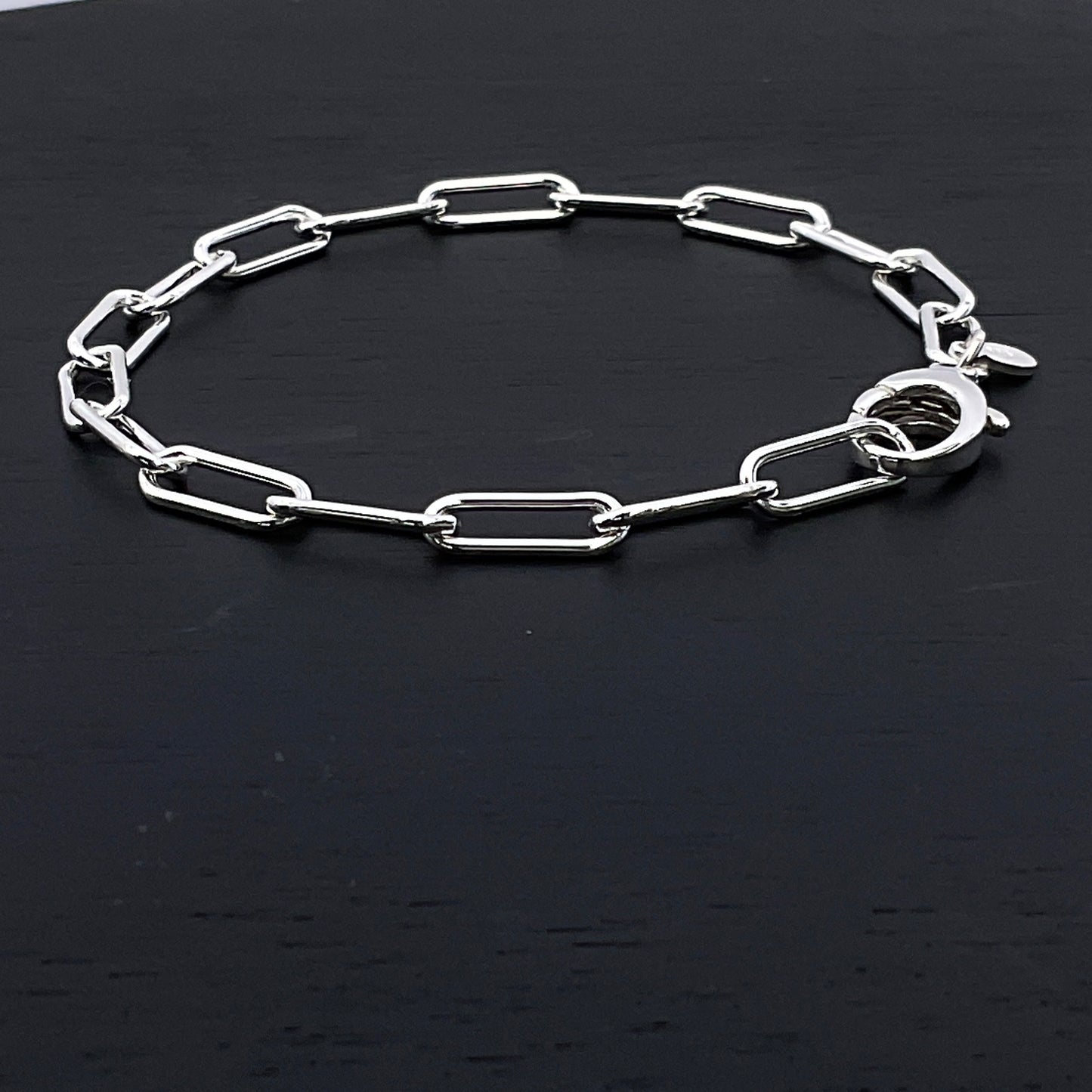 Minimalist Paperclip Chain Bracelet in Sterling Silver, 4.3mm