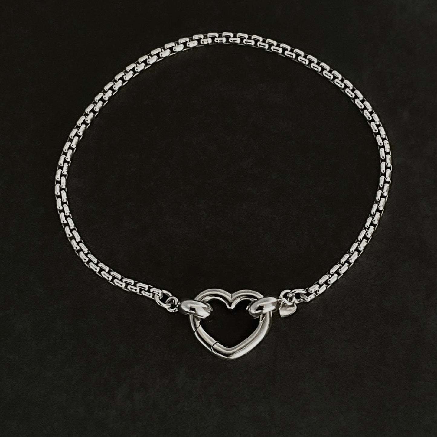 Big Heart Connector Bracelet in Sterling Silver, 2.5mm