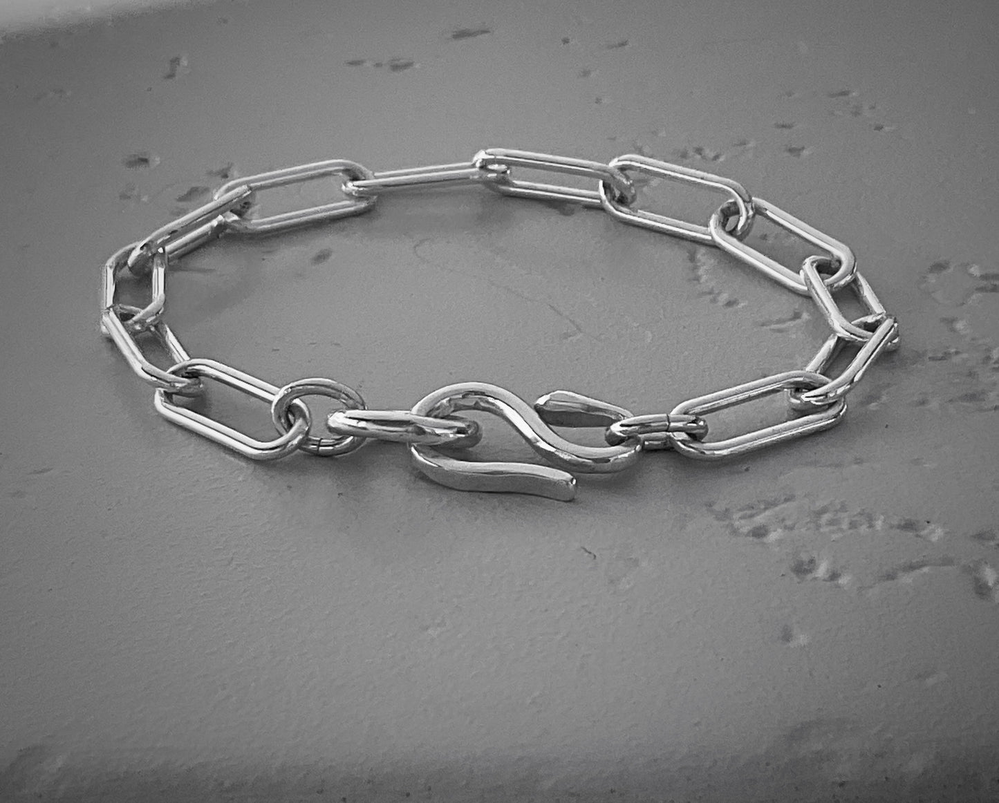 Sterling Silver Paperclip Chain Infinity Bracelet 6mm