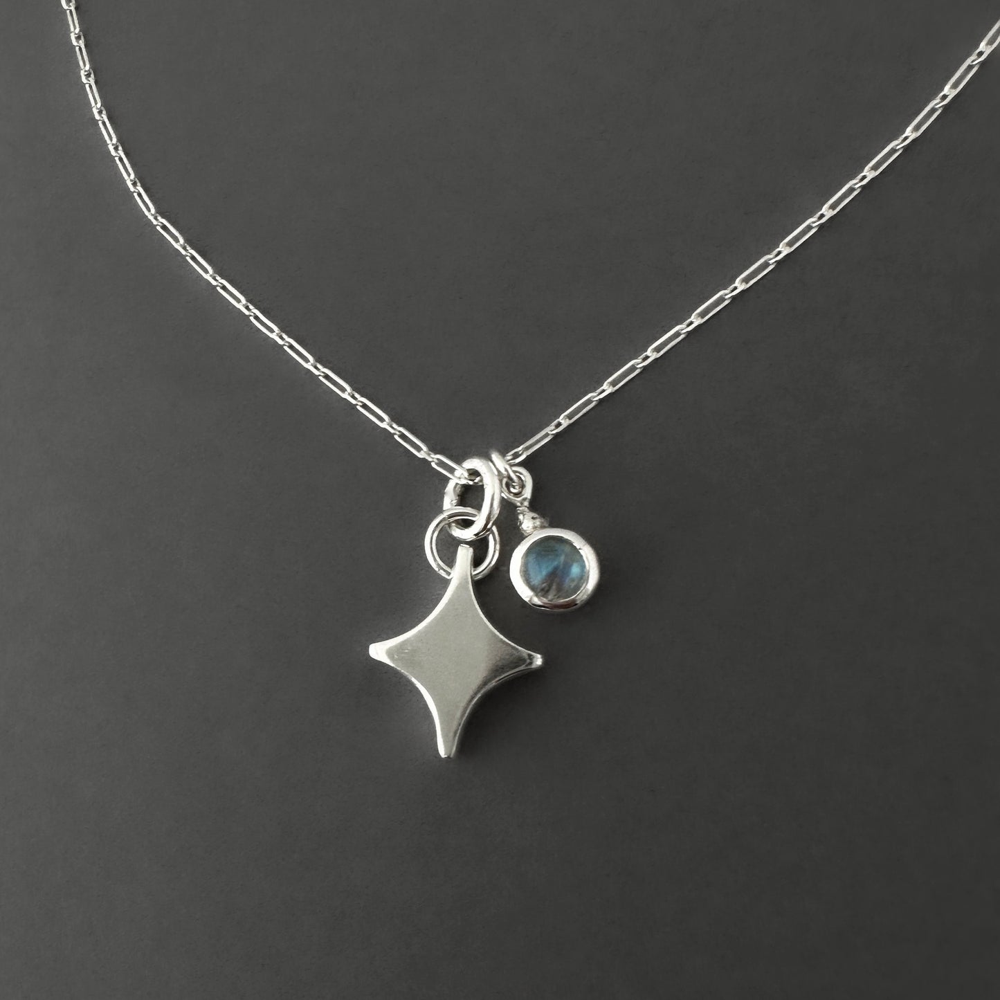 Sterling Silver North Star Moonstone Pendant Necklace