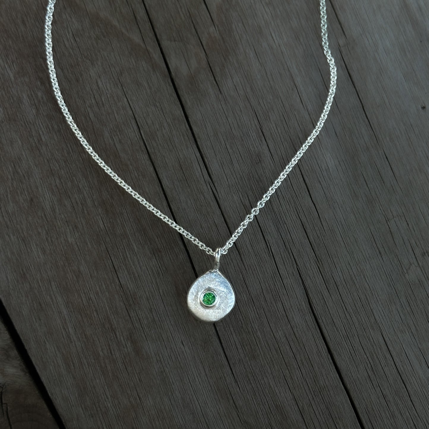 Sterling Silver May Birthstone Pendant Necklace Emerald cz