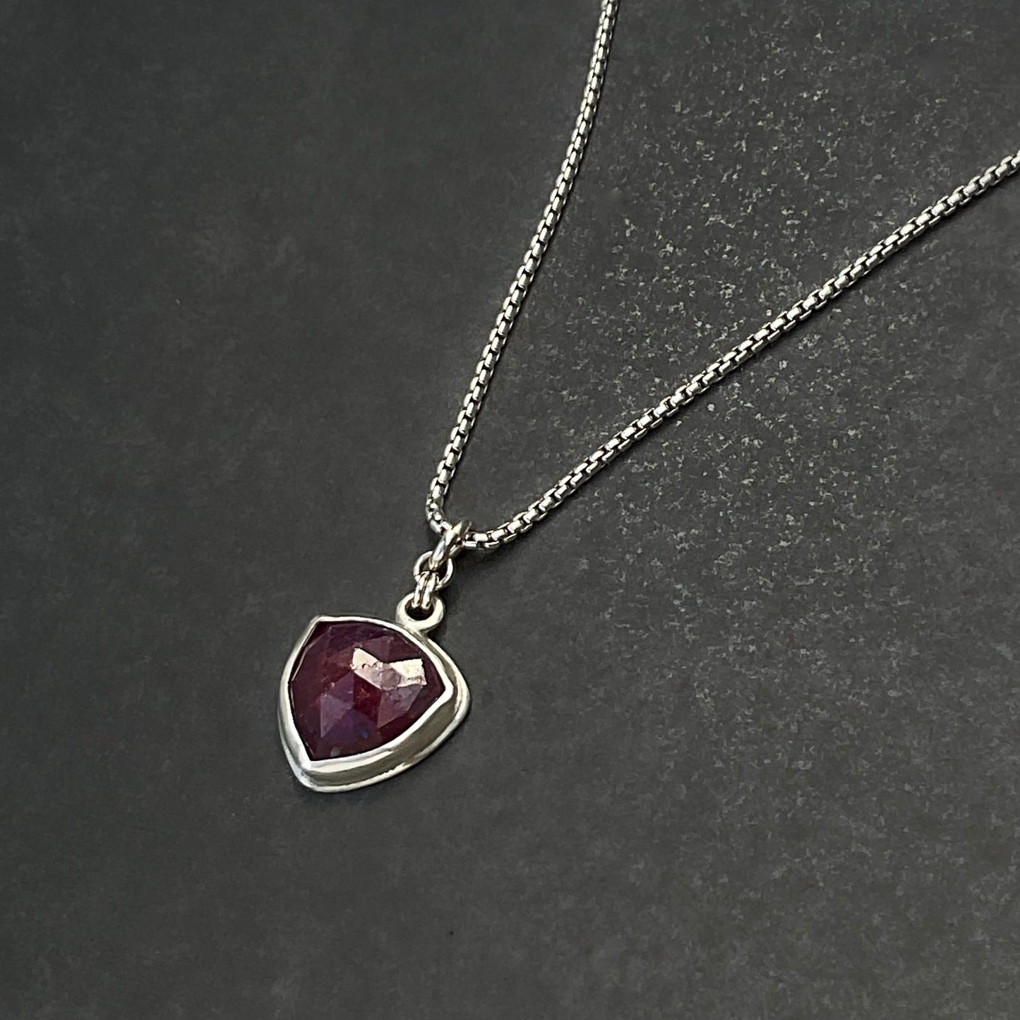 Ruby Sapphire Pendant Necklace in Sterling Silver, 1.8mm