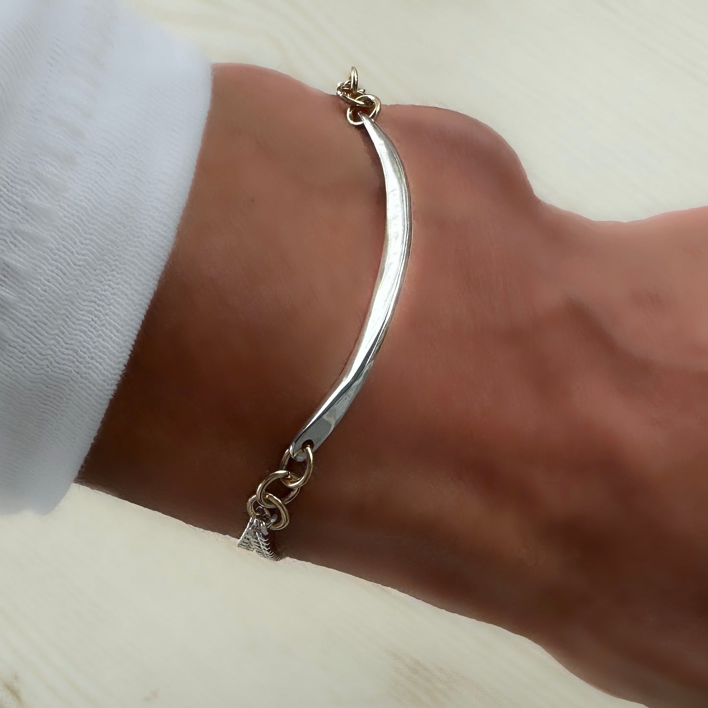 Mixed Metal Sterling Silver  & 14k Gold Filled Chain Bracelet