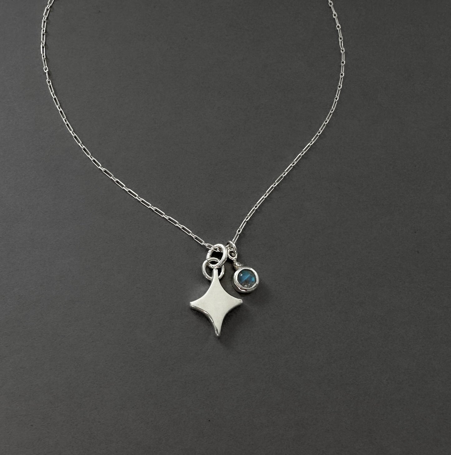 Sterling Silver North Star Moonstone Pendant Necklace