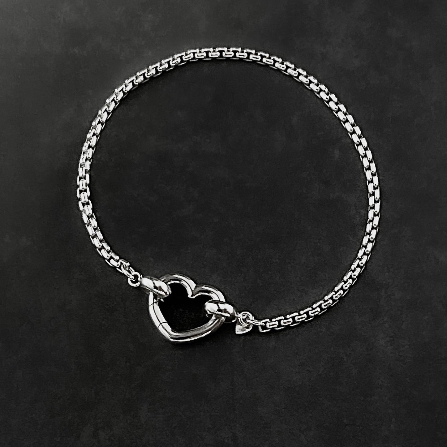 Big Heart Connector Bracelet in Sterling Silver, 2.5mm