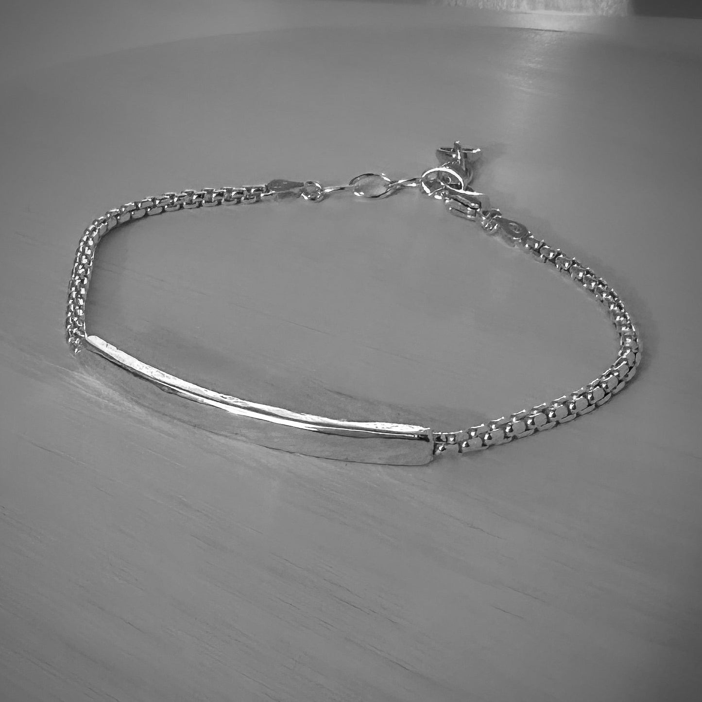 Sterling Silver Bar Bracelet Box Chain, 2.5mm