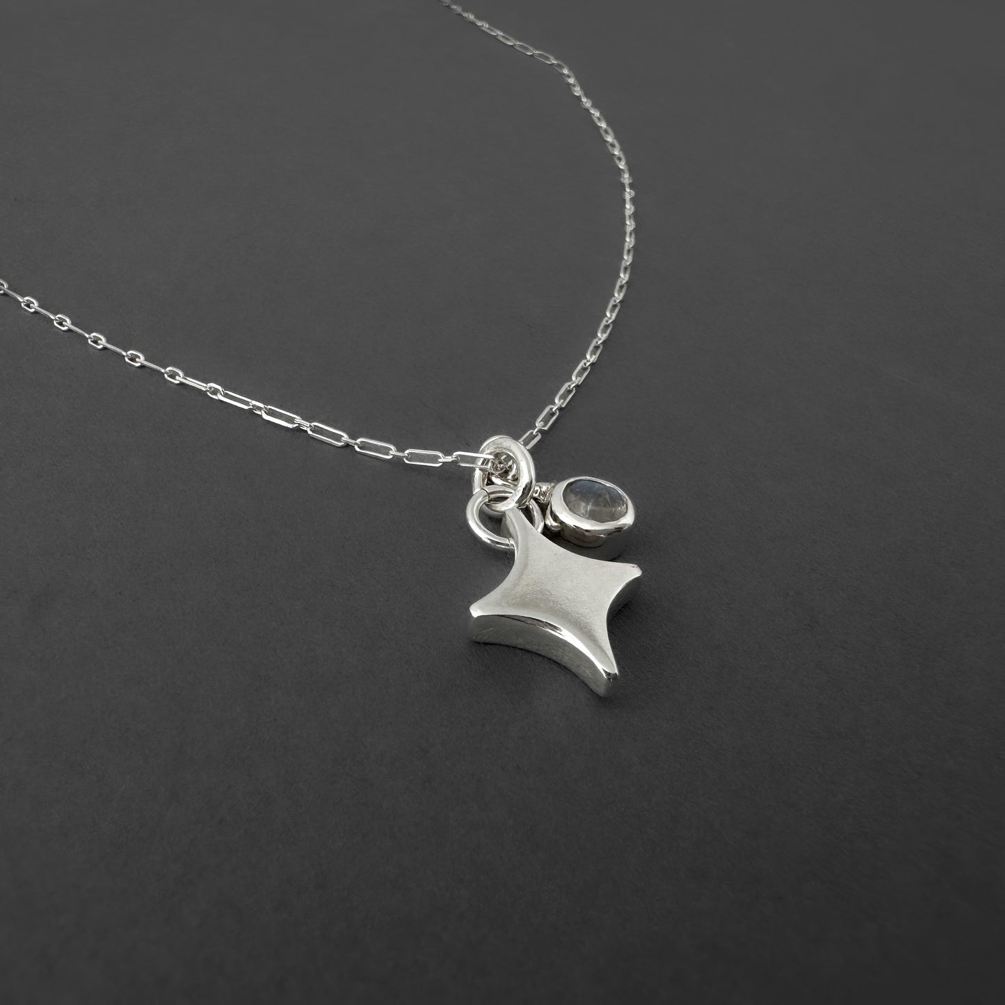 Sterling Silver North Star Moonstone Pendant Necklace