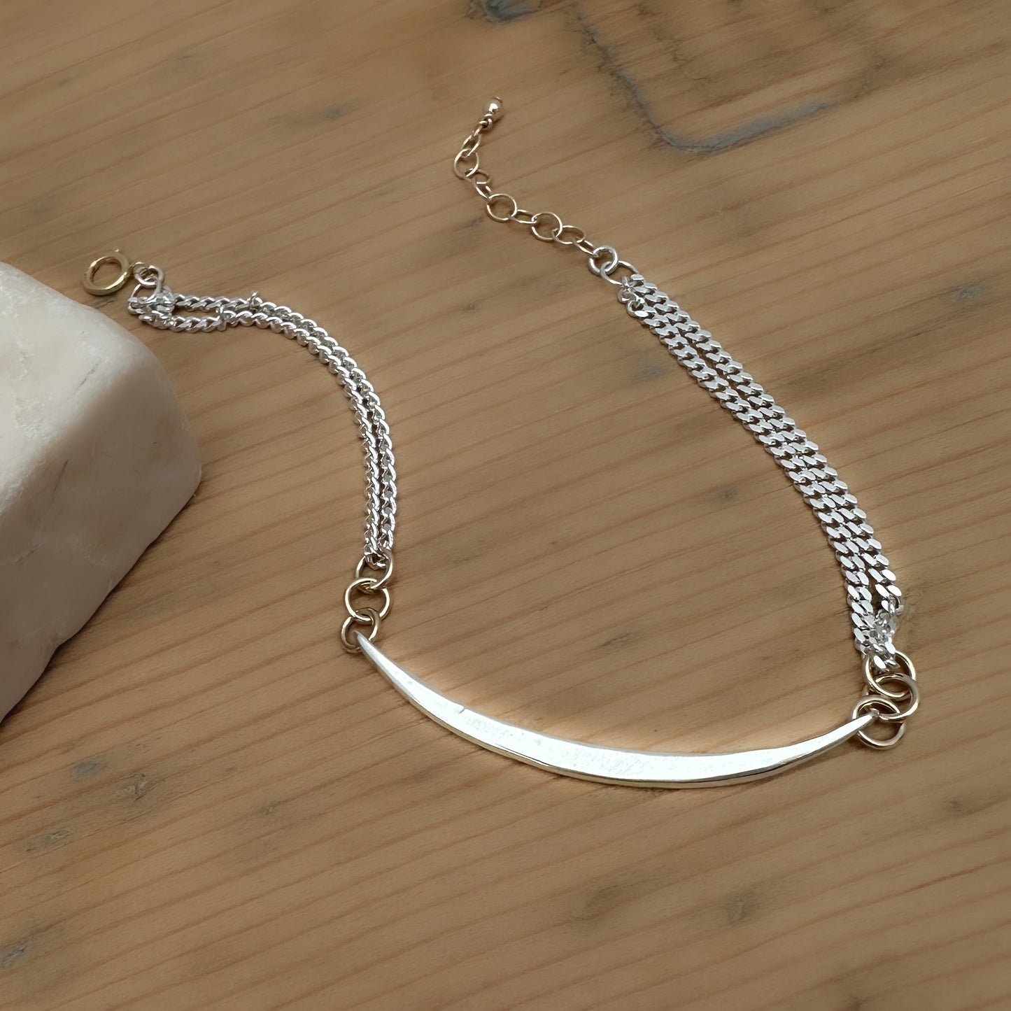 Mixed Metal Sterling Silver  & 14k Gold Filled Chain Bracelet