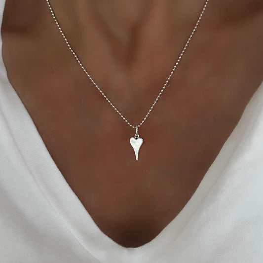 Sterling Silver Hand Carved Heart Pendant Necklace