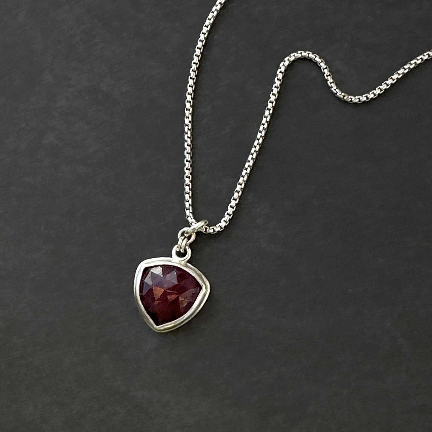 Ruby Sapphire Pendant Necklace in Sterling Silver, 1.8mm