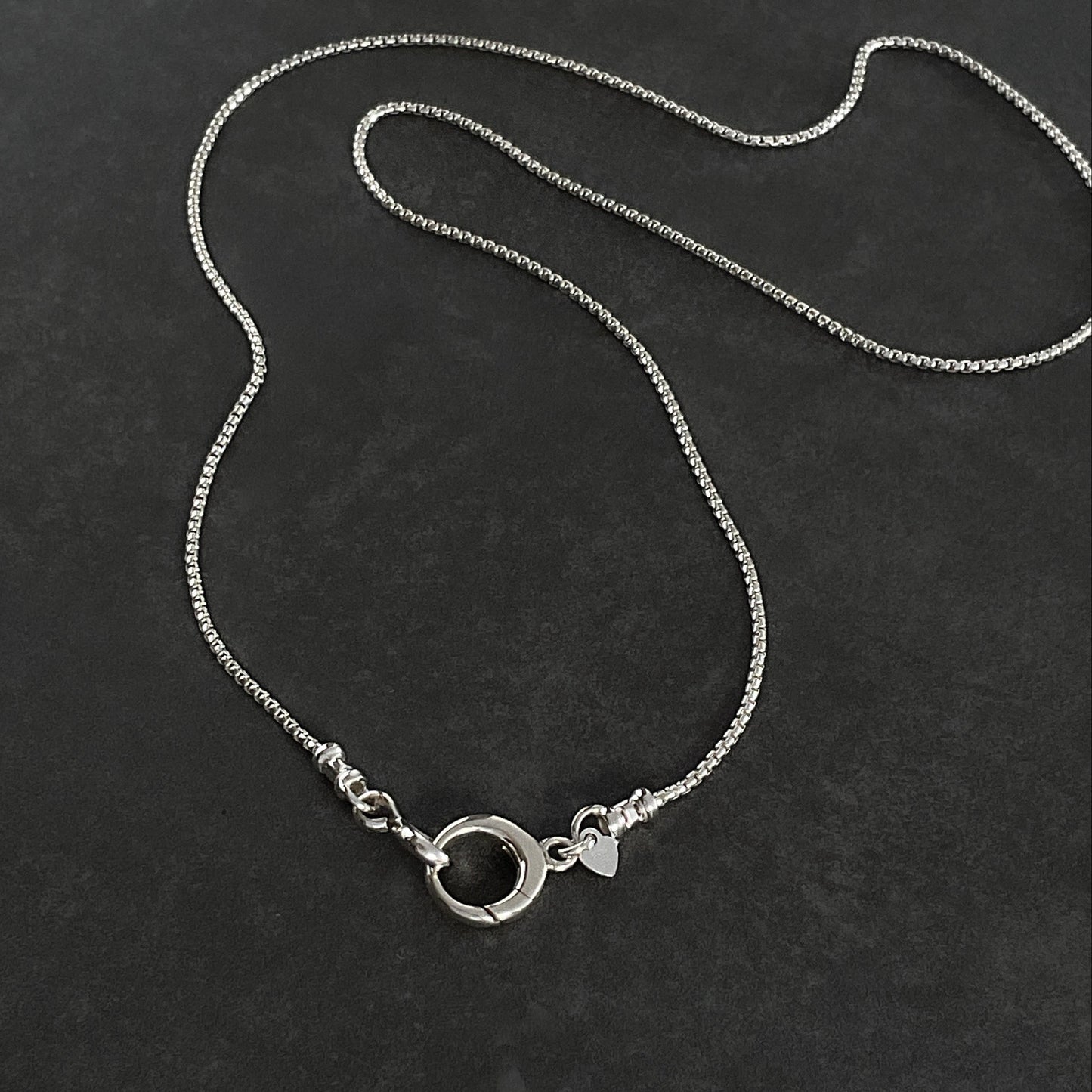 Sterling Silver Box Chain Necklace Pendant Clip Clasp
