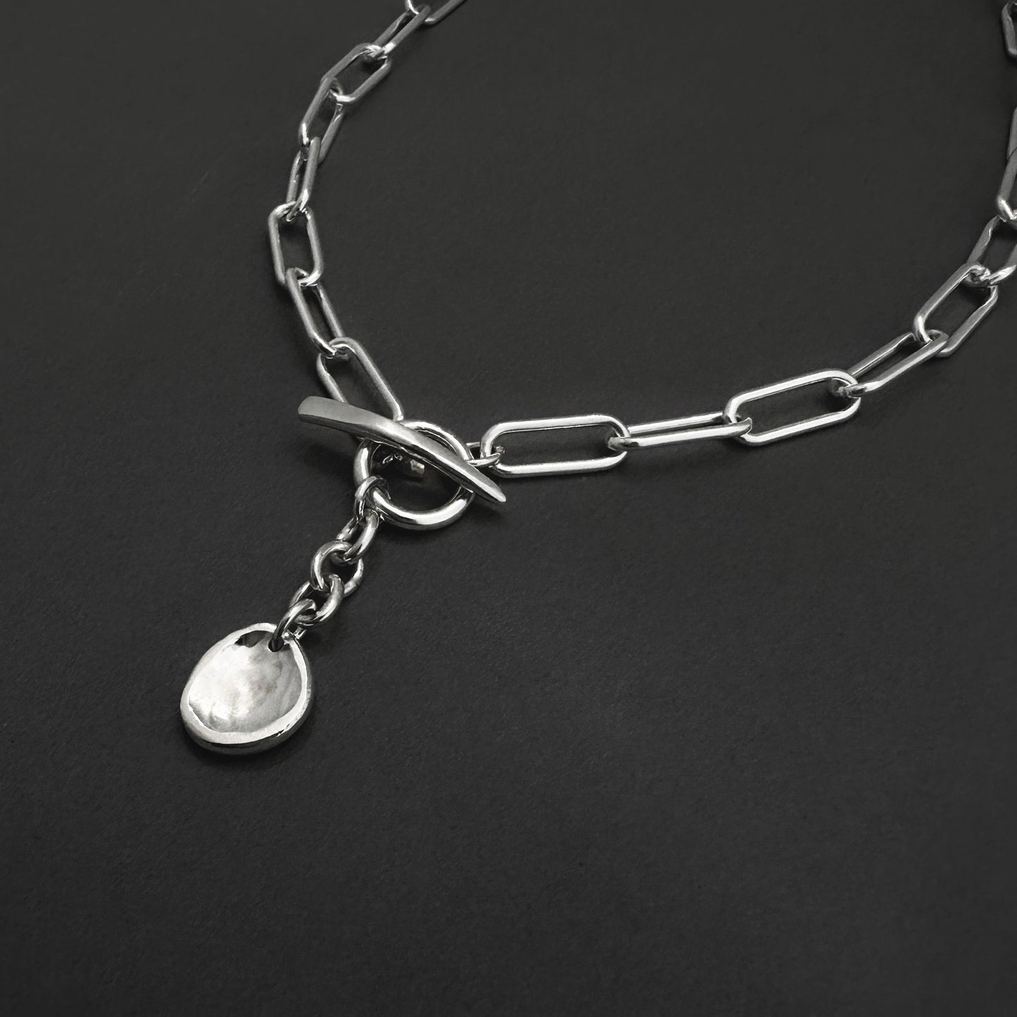 Sterling Silver Medallion Toggle Necklace