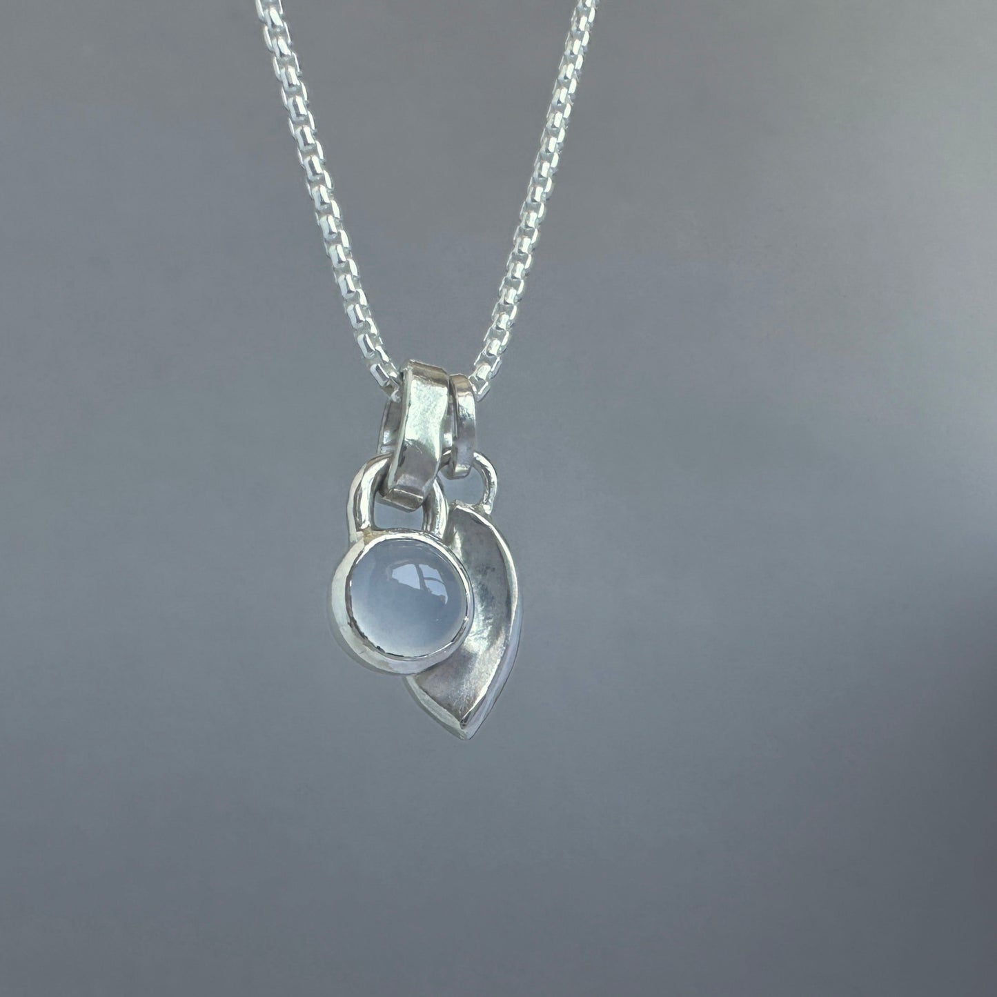 Sterling Silver Blue Chalcedony Pendant Necklace
