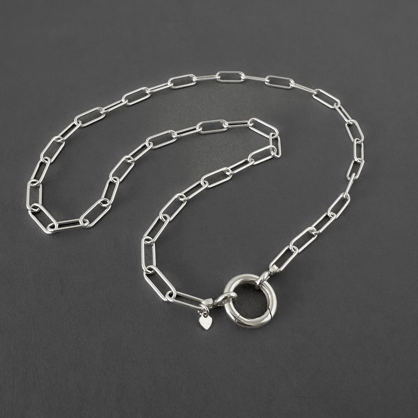 Pendant Clip Paperclip Chain Necklace in Sterling Silver, 4.3mm