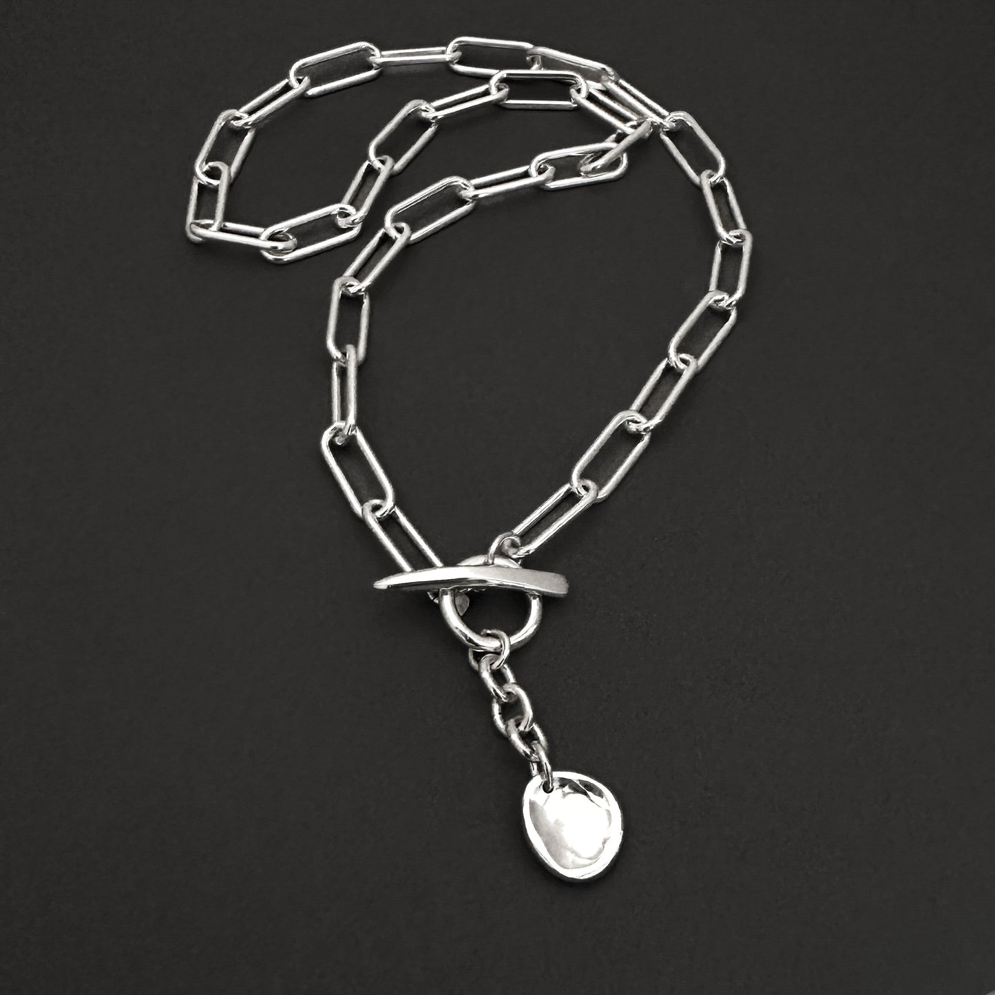 Sterling Silver Medallion Toggle Necklace