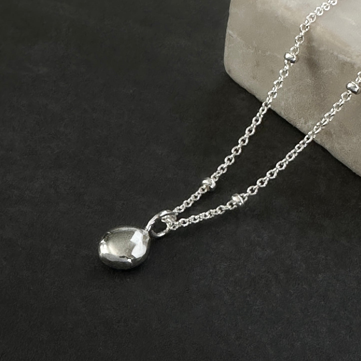 Sterling Silver Nugget Pendant Necklace, 1.5mm