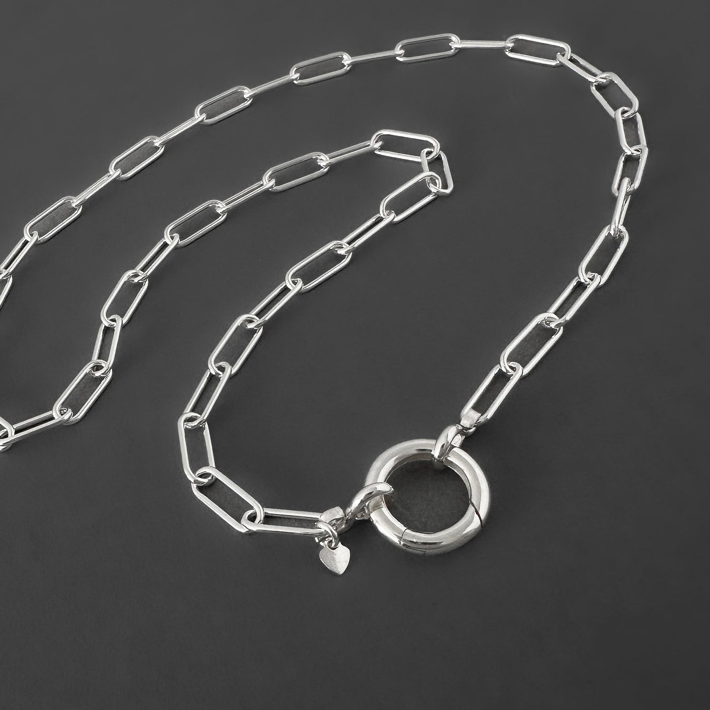 Pendant Clip Paperclip Chain Necklace in Sterling Silver, 4.3mm