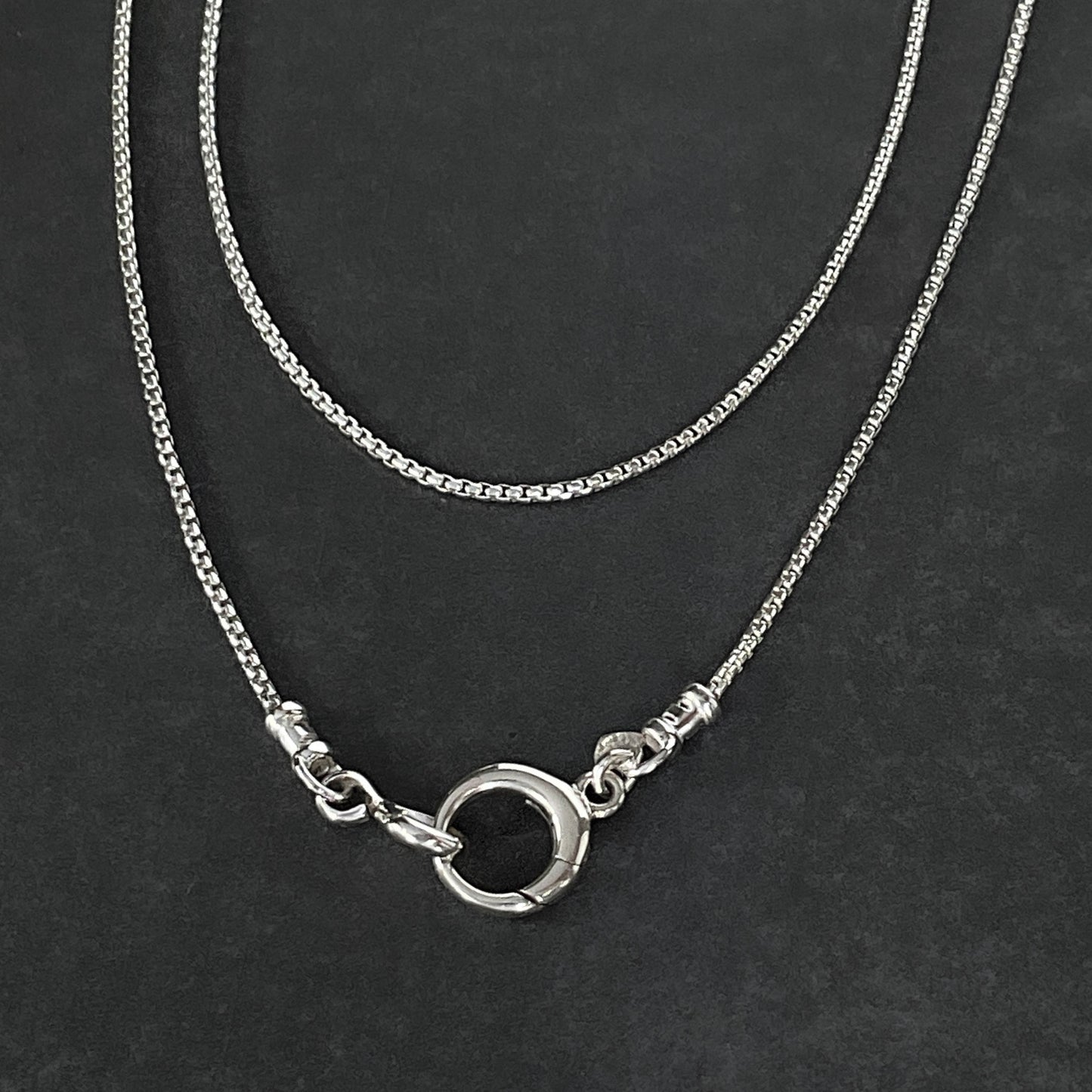 Sterling Silver Box Chain Necklace Pendant Clip Clasp
