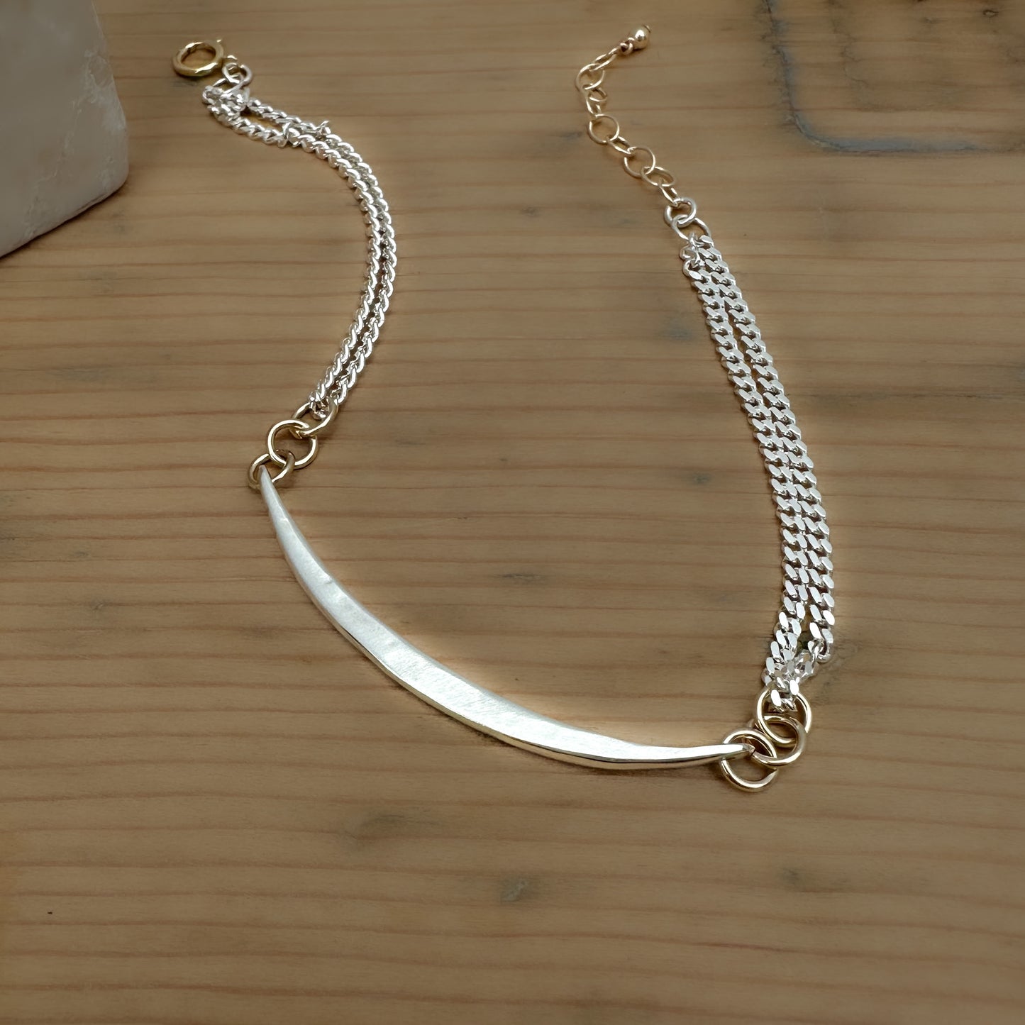 Mixed Metal Sterling Silver  & 14k Gold Filled Chain Bracelet